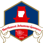 The North West Arkansas Gooners official logo. Based in Fayetteville, Arkansas.