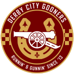 Derby City Gooners official logo. Based in Louisville, Kentucky.